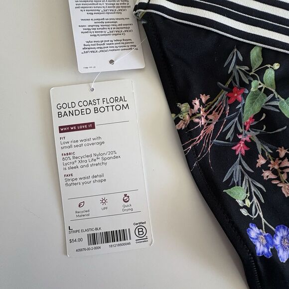 Athleta Gold Coast Low Rise Floral Banded Bikini Swim Bottoms Size Large NWT - Picture 7 of 11